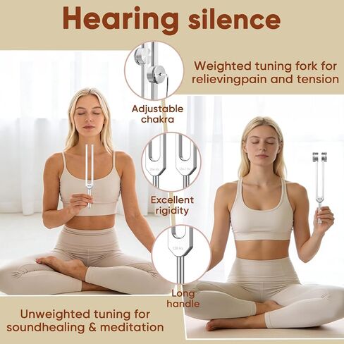 Tuning Fork for Healing Set 128Hz 136.1Hz 256Hz 384Hz Weighted Unweighted for Chakra Sound Therapy Meditation Yoga Stress Relief Sleep with Activator & Pouch in Kuwait