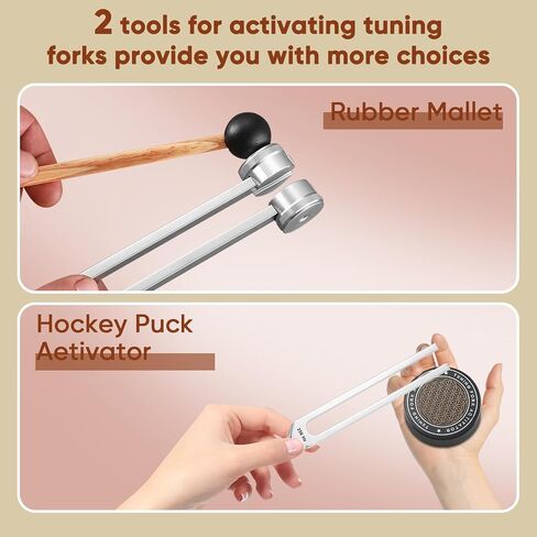 Tuning Fork for Healing Set 128Hz 136.1Hz 256Hz 384Hz Weighted Unweighted for Chakra Sound Therapy Meditation Yoga Stress Relief Sleep with Activator & Pouch in Kuwait