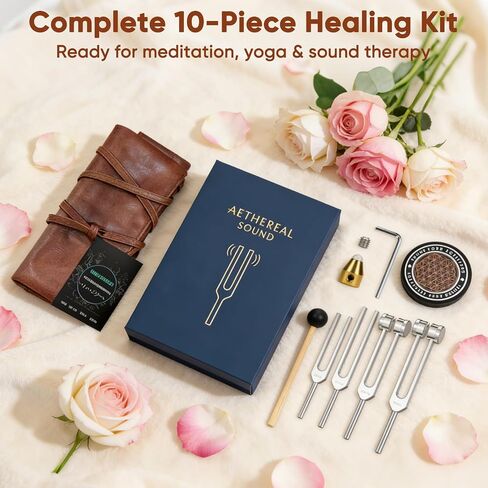 Tuning Fork for Healing Set 128Hz 136.1Hz 256Hz 384Hz Weighted Unweighted for Chakra Sound Therapy Meditation Yoga Stress Relief Sleep with Activator & Pouch in Kuwait