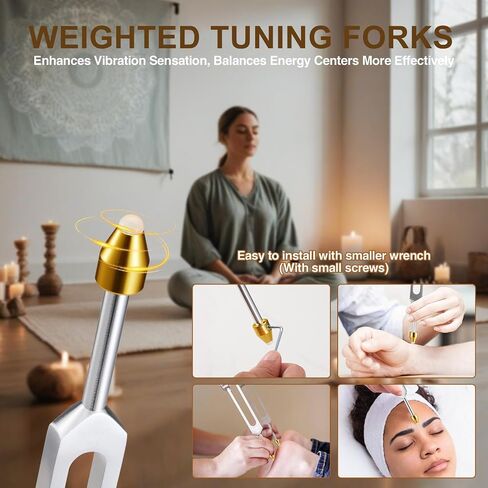Weighted 64Hz Tuning Fork Set, Premium Aluminum Alloy Sound Harmony Tool for Bone Conduction, Meditation, Chakra Balancing & Relaxation, Ideal for Yoga Practice & Mindful Calm in Saudi Arabia