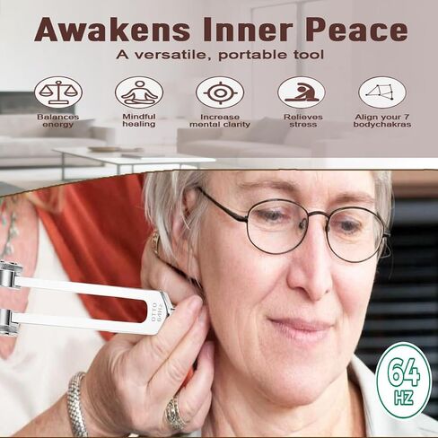 Weighted 64Hz Tuning Fork Set, Premium Aluminum Alloy Sound Harmony Tool for Bone Conduction, Meditation, Chakra Balancing & Relaxation, Ideal for Yoga Practice & Mindful Calm in Saudi Arabia