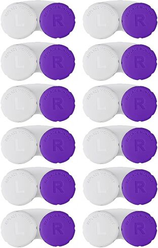 12 Pack Contact Lens Case, Portable Contact Case for Travel Outdoor Home Office Dormitory and Daily Use,Colorful(White,Purple) in Saudi Arabia