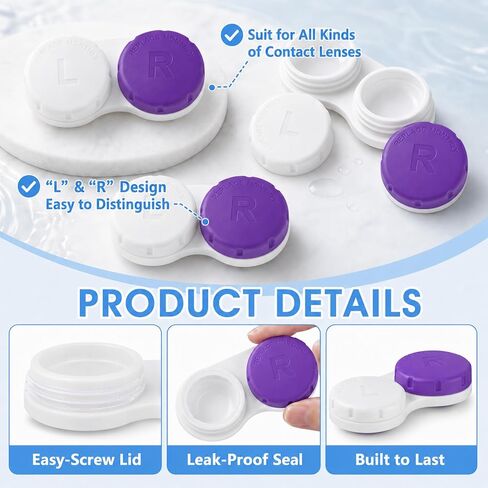 12 Pack Contact Lens Case, Portable Contact Case for Travel Outdoor Home Office Dormitory and Daily Use,Colorful(White,Purple) in Saudi Arabia