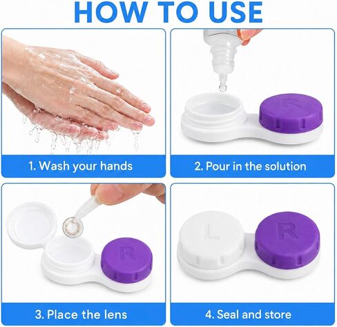12 Pack Contact Lens Case, Portable Contact Case for Travel Outdoor Home Office Dormitory and Daily Use,Colorful(White,Purple) in Saudi Arabia