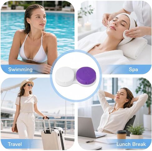 12 Pack Contact Lens Case, Portable Contact Case for Travel Outdoor Home Office Dormitory and Daily Use,Colorful(White,Purple) in Saudi Arabia
