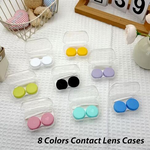 8 Pack Contact Lens Case, Portable Contact Case with Applicator Tool Tweezer, for Travel Outdoor Home Office Dormitory and Daily Use,Colorful (8 Colors) in Saudi Arabia