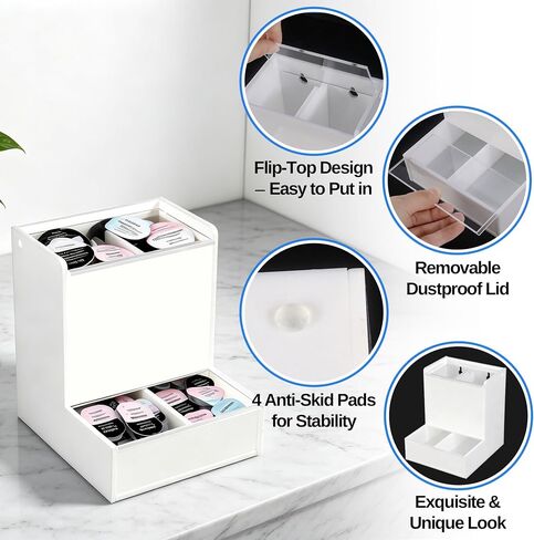 Acrylic Daily Contact Lens Dispenser, 2-in-1 Wall Mounted & Desktop Disposable Daily Contact Lens Organizer, Universal Contact Lens Case Holder, Case Only, (White) in Saudi Arabia