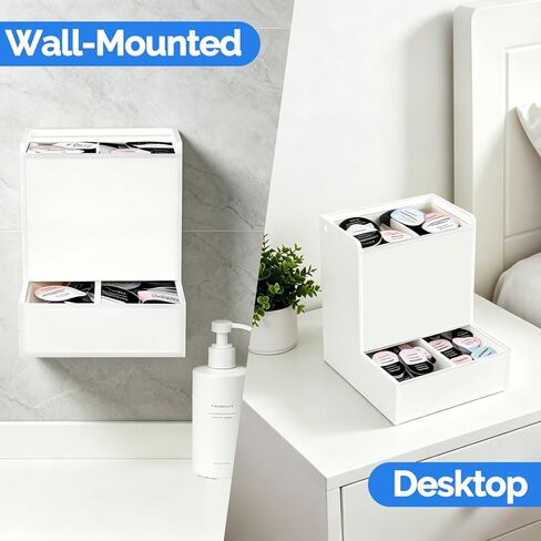 Acrylic Daily Contact Lens Dispenser, 2-in-1 Wall Mounted & Desktop Disposable Daily Contact Lens Organizer, Universal Contact Lens Case Holder, Case Only, (White) in Saudi Arabia