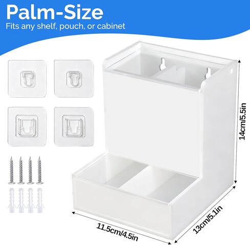 Acrylic Daily Contact Lens Dispenser, 2-in-1 Wall Mounted & Desktop Disposable Daily Contact Lens Organizer, Universal Contact Lens Case Holder, Case Only, (White) in Saudi Arabia