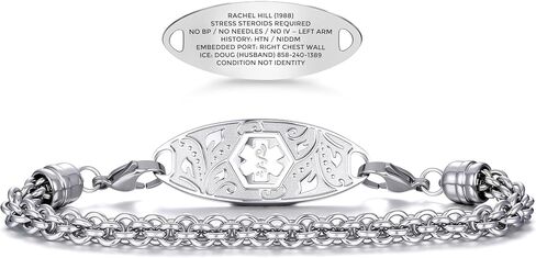 Divoti Custom Medical Alert Bracelet for Women – Elegant Handwoven Interchangeable Chain with Upgraded Swivel Clasps – 6-Line Personalizable ID (5.5-8.5") | Color in Saudi Arabia