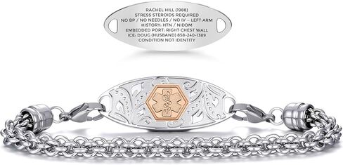 Divoti Custom Medical Alert Bracelet for Women – Elegant Handwoven Interchangeable Chain with Upgraded Swivel Clasps – 6-Line Personalizable ID (5.5-8.5") | Color in Saudi Arabia
