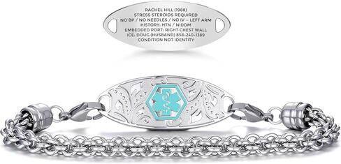 Divoti Custom Medical Alert Bracelet for Women – Elegant Handwoven Interchangeable Chain with Upgraded Swivel Clasps – 6-Line Personalizable ID (5.5-8.5") | Color in Saudi Arabia