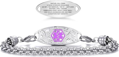 Divoti Custom Medical Alert Bracelet for Women – Elegant Handwoven Interchangeable Chain with Upgraded Swivel Clasps – 6-Line Personalizable ID (5.5-8.5") | Color in Saudi Arabia
