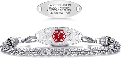 Divoti Custom Medical Alert Bracelet for Women – Elegant Handwoven Interchangeable Chain with Upgraded Swivel Clasps – 6-Line Personalizable ID (5.5-8.5") | Color in Saudi Arabia