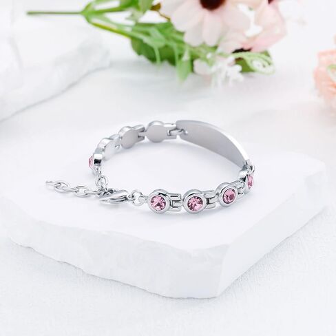 Personalized Medical Alert Bracelets for Women, Free Engraving Stainless Steel Medical ID Bracelets, Customizable Medical Bracelet Inlaid with CZ, Comes with Medical Card in Saudi Arabia