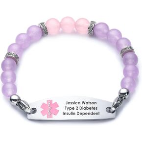 Medical Alert Bracelets for Women Men Free Engraving Customizable Medical ID Bracelets Replaceable Beaded Chain Emergency Bracelet 5.5-9.0 Inches Options in Saudi Arabia