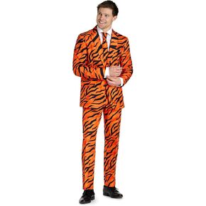 Suitmeister Men's Tiger Costume - Theme Party & Halloween Outfit - Including Blazer, Pants and Tie - Orange in Saudi Arabia