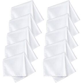 Mens Pocket Square, 10 Pcs White Silk Handkerchief for Men Satin Hankies for Suit Party Daily Christmas in Kuwait