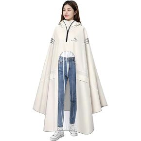Waterproof Rain Poncho Bike Ebike with Mirror Sleeves Rain Capes Lightweight Compact Reusable for Adults (US, Alpha, 5X-Large, Regular, Long, WHITE) in Saudi Arabia