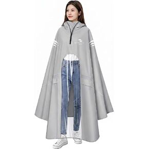 Waterproof Rain Poncho Bike Ebike with Mirror Sleeves Rain Capes Lightweight Compact Reusable for Adults (US, Alpha, 5X-Large, Regular, Long, GREY) in Saudi Arabia