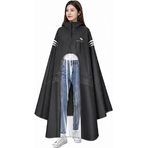 Waterproof Rain Poncho Bike Ebike with Mirror Sleeves Rain Capes Lightweight Compact Reusable for Adults (US, Alpha, 4X-Large, Regular, Long, BLACK) in Saudi Arabia