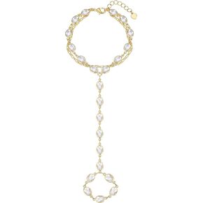 Dainty Gold Hand Chain Bracelets for Women Waterproof,14K Gold Plated Ring Bracelet Hand Chain Set, Adjustable Non Tarnish Hand Chain Stackable Cubic Zirconia Bracelet Summer Fashion Jewelry Gifts in Saudi Arabia