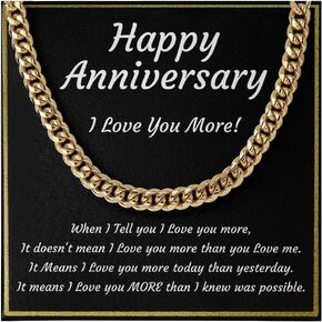 Anniversary for Husband - Cuban Style 14k Gold or Stainless Steel Necklace - Mens Wedding present for Him from Wife - Gifts for Boyfriend - Valentines Day Gifts in Saudi Arabia