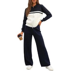 LEO'S VASE 2026 Soft Comfy Tracksuit Sets for Women 2 Piece, Casual Long Sleeve Zip Up Top and Wide Leg Sweatpants Outfits in Saudi Arabia