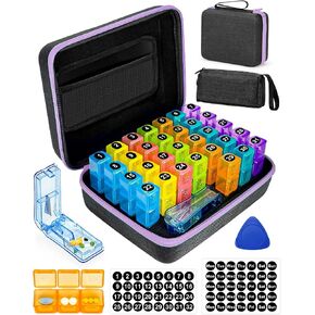 Monthly Pill Organizer 2/3 Times a Day, with Portable Hard Shell, Pill Cutter, 31-Day Box, Plastic Opening Pick, Monthly & Weekly Stickers, Medication Management (Green, 2 Times a Day) in Saudi Arabia