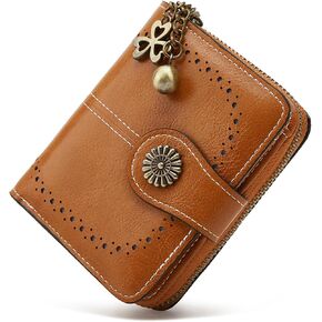 Small Wallet for Women Leather Bifold Compact RFID Blocking with Zipper Coin Pocket in Saudi Arabia
