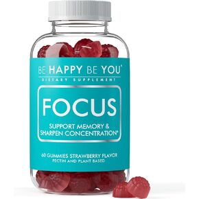 Focus Gummies – NAD+ Brain Supplement with Phosphatidylserine, Alpha GPC Choline & Green Tea Extract – Memory & Focus Support – Strawberry – 60 Count – Made in USA in Saudi Arabia