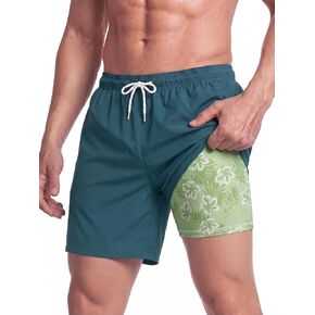 Mens Swim Trunks with Compression Liner 7 Inch Swim Shorts Quick Dry Board Shorts Lightweight Bathing Suit Swimsuit in Saudi Arabia