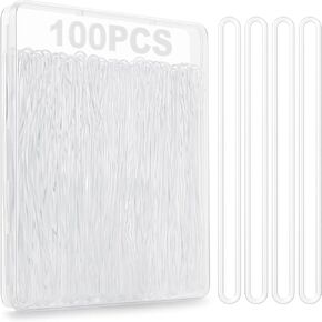 100 Pack Clear Plastic Luggage Tag Loops, 6 Inch Worm Loops for ID Cards, Name Tags, Baggage Identification -Travel Accessories (100) in Saudi Arabia