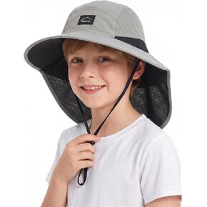 Kids Sun Hat with Neck Flap UV Protection Summer Beach Play Hats for Girls Boys 5-15 Years Wide Brim in Kuwait