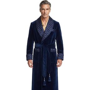 Smoking Jacket Green Long Velvet Gown For Men English Vintage Gentleman Belted Robes in Saudi Arabia