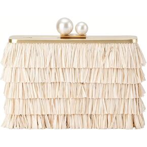 Straw Tassel Clutch Purse Vintage Straw Evening Bag Unique Boho Style Crossbody Handbag for Party Wedding Prom in Saudi Arabia
