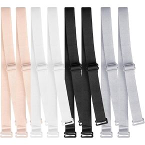 4 Pairs Bra Straps Replacement, 18mm Width Bra Strap Elastic Adjustable Bras Strap Holders for Slipping, Dress Straps for Strapless Dress-Removable, Multi Color (White/Black/Gray/Nude) in Saudi Arabia