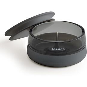 Session Goods Ashtray with Silicone Lid - Outdoor Ashtray with Replaceable Design Made with Premium Borosilicate Glass Material, Portable and Easy to Clean - Ideal for Indoor & Outdoor in Saudi Arabia