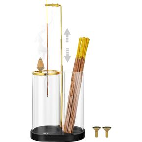 3 in 1 Incense Holder for Sticks Upside Down Anti-Ash Incense Burner with Glass Ash Catcher Backflow Cone Incense Diffuser with Adjustable Threaded Mounting for Mediation Yoga Spa Gifts Home Decor in Kuwait