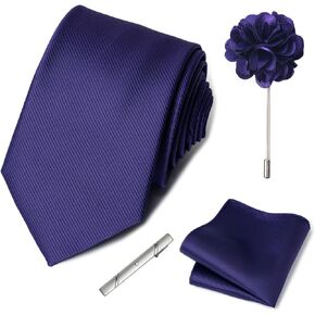 joy alice Solid Ties for Man Pure Color Men's Tie Set with Lapel Pin Pocket Square Tie Clip in Kuwait
