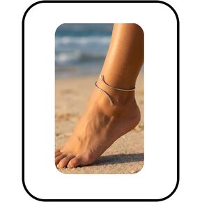 Minimalist Double Layered Open Cuff Anklet for Women 14K Gold Plated Adjustable Ankle Bracelet Chain Dainty Beach Holiday Fashion Jewelry Accessary in Saudi Arabia