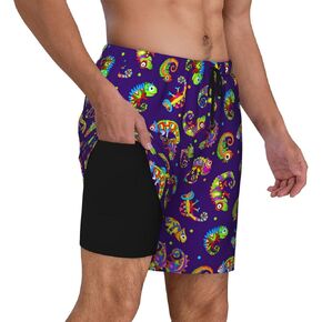 Men's Double Layer Swim Trunks,Quick-Dry Board Shorts with Compression Liner Pockets for Swimming Surf Gym Beach in Saudi Arabia