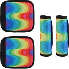 4pcs Luggage Handle Grips Wraps, Soft Neoprene Luggage Handle Wrap Detachable Luggage Handle Grip Covers/Tags/Gripper/Identifiers/Makers wrap for Suitcases Travel Bags (Rainbow Pattern) in Kuwait