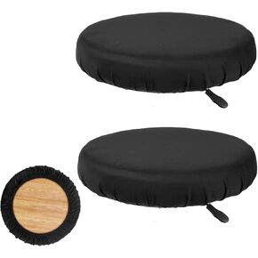 2 Pcs Bar Stool Covers, Soft Round High Elastic Bar Stool Cushion, Machine Washable, Fit for Dia 11-14 in Round Stool, Black in Saudi Arabia