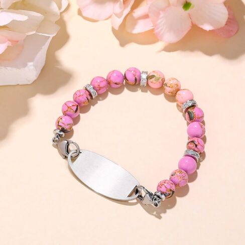 Medical Alert Bracelets for Women Men Free Engraving Customizable Medical ID Bracelets Replaceable Beaded Chain Emergency Bracelet 5.5-9.0 Inches Options in Saudi Arabia