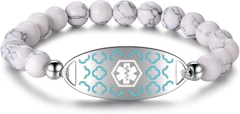 Medical Alert Bracelets for Women Men Free Engraving Customizable Medical ID Bracelets Replaceable Beaded Chain Emergency Bracelet 5.5-9.0 Inches Options in Saudi Arabia