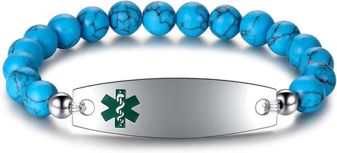 Medical Alert Bracelets for Women Men Free Engraving Customizable Medical ID Bracelets Replaceable Beaded Chain Emergency Bracelet 5.5-9.0 Inches Options in Saudi Arabia