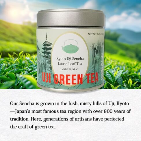 Premium Uji Sencha Green Tea – Authentic Japanese Loose Leaf Tea from Kyoto, 1.41 oz (40g) Tin – Freshly Harvested, Aromatic & Smooth Japanese food in Saudi Arabia