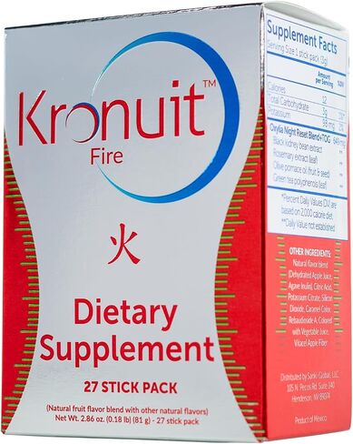 Global Kronuit Fire Dietary Supplement, Natural Fruit Flavor, 27 Single-Serve Powder Sticks, 2.86 oz, with Postbiotics, Thermogenic Formula in Saudi Arabia