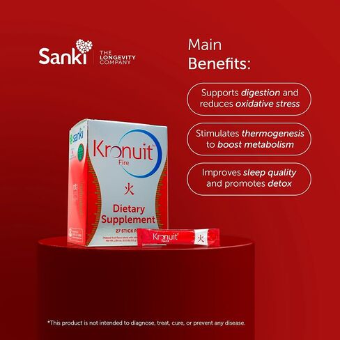 Global Kronuit Fire Dietary Supplement, Natural Fruit Flavor, 27 Single-Serve Powder Sticks, 2.86 oz, with Postbiotics, Thermogenic Formula in Saudi Arabia